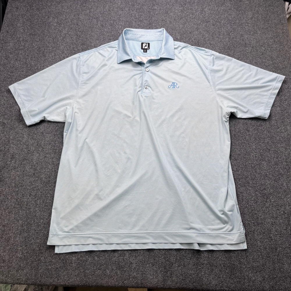 FootJoy Golf Performance Athletic Houndstooth Blue White Polo Shirt